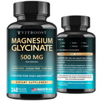 Magnesium Glycinate 500mg Chelate Capsules – 240 Count – 90mg Elemental Magnesium Per Serving – High Absorption Supplement – Non-GMO, Gluten Free – Made in USA