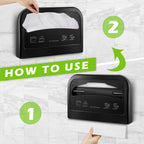 Hushee 2 Pcs Toilet Seat Cover Dispenser Wall Mount, Half-Fold, Black
