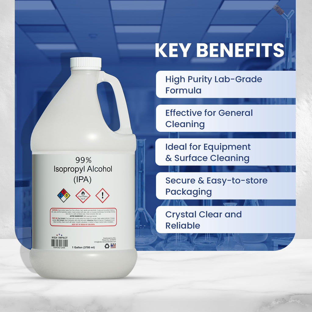 High Impact 99% Liquid Isopropyl Alcohol (IPA) Liquid Gallon - Pack of 4