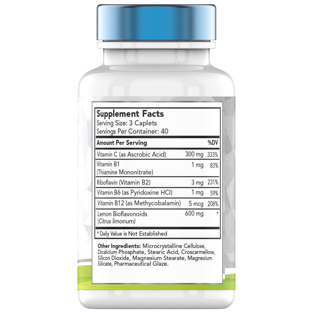 tnvitamins Tinni-Care Lemon Bioflavonoid Supplement an Ear Ringing Relief Formula that May Help with Ringing Over Time | 120 Caplets - Vitamins C, B1, B2, B6 & B12