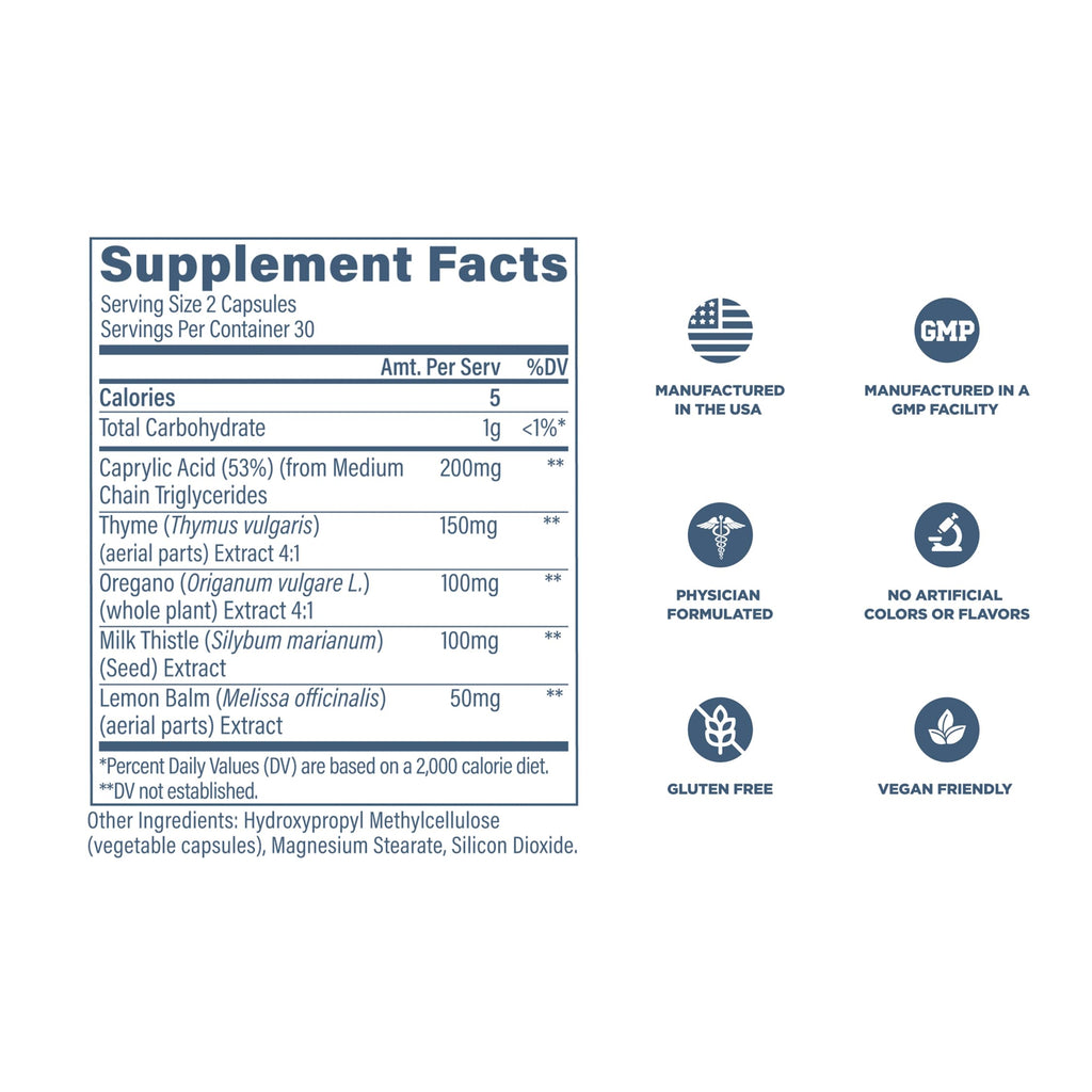 Revive MD Gut Health Supplements for Men & Women - Daily Gut Repair & Digestive Health Support Formula with Thyme, Oregano & Milk Thistle - Vegan-Friendly, Gluten-Free (60 Capsules, 30 Servings)