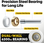 Arlenix 12 Pack Garage Door Rollers Replacement, 2” Nylon Garage Rollers with 6200-zz Dual Sealed Bearings, Quiet & Smooth Operation, Heavy-Duty 4” Steel Stem for Standard Residential Garage Doors