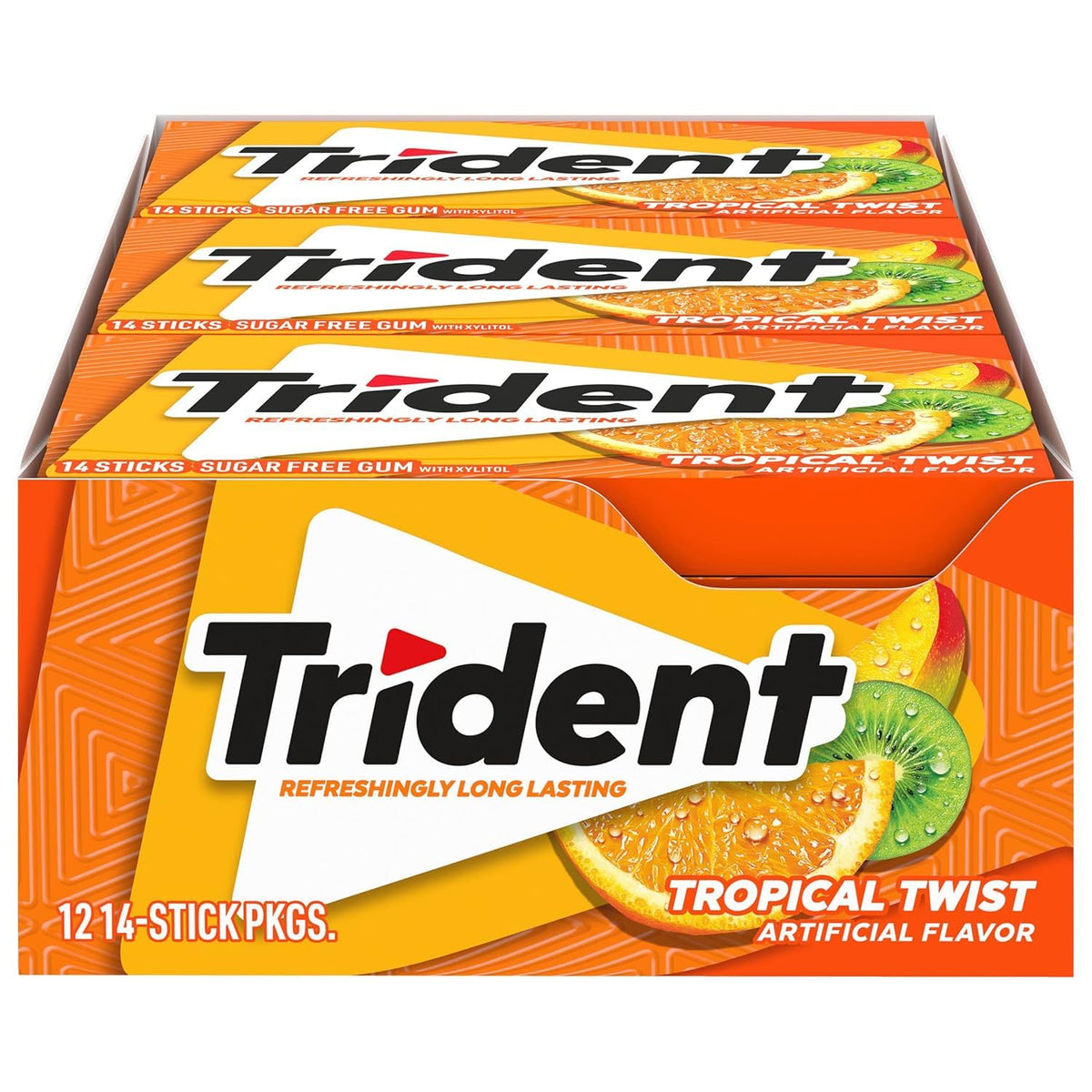 Trident Tropical Sugar-Free Gum, 12 Packs of 14 Pieces (168 Total Pieces)