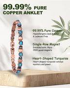 MagEnergy Copper Ankle Bracelet for Women-Lymphatic Drainage Ring-Turquoise