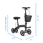 Medline Manual Seated Mobility Scooter Knee Walker, 8” Wheels, 300 lbs. Capacity, Black- for Leg & Foot Injuries, Crutch Alternative, 1 Ct.
