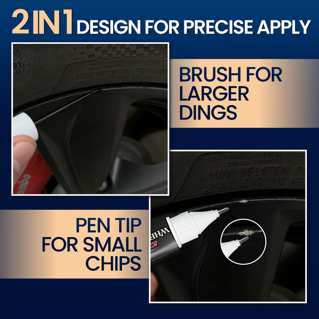 Matte Black Rim Touch Up Paint, Flat Black Wheel Paint Pen for Curb Rash & Scratch, Car Wheel Scratch Repair Kit for Alloy, Metal, Enamel, Universal Satin Black Automotive Touch Up Paint Pen (1 fl oz)