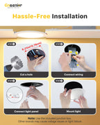 Ensenior 4 Pack 6 Inch LED Recessed Light, Dimmable, 2700K-5000K 5CCT, 1200LM High Brightness, 12W 120V, Damp Rated, Ultra-Thin Canless Wafer Ceiling Light - ETL & FCC & IC