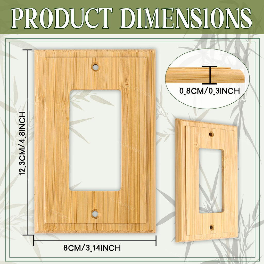 3PC Solid Wood Outlet Covers Light Switch Plate 4.8" X 3.14" Bamboo Switch Plates And Outlet Covers Light Switch Cover Quality Raw Wooden Wall Plate Decorative Single Rocker