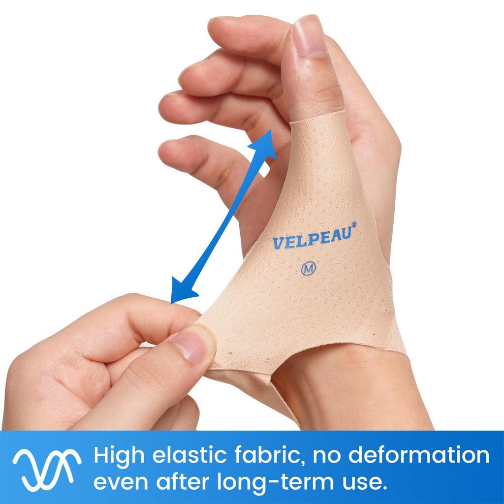 Velpeau Elastic Thumb Support Brace Layer (2 PCS) - Soft Thumb Compression Sleeve Protector for Relieving Pain, Arthritis, Joint Pain, Tendonitis, Sprains, Sports (Medium)