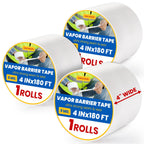 AstrivixDD 3 Rolls Vapor Barrier Tape, White Moisture Barrier Tape for Crawl Spaces, Polyethylene Tape for Underlayment, Waterproof Seam Tape for Insulation, Plastic Liners (4" x 180 ft Each Roll)
