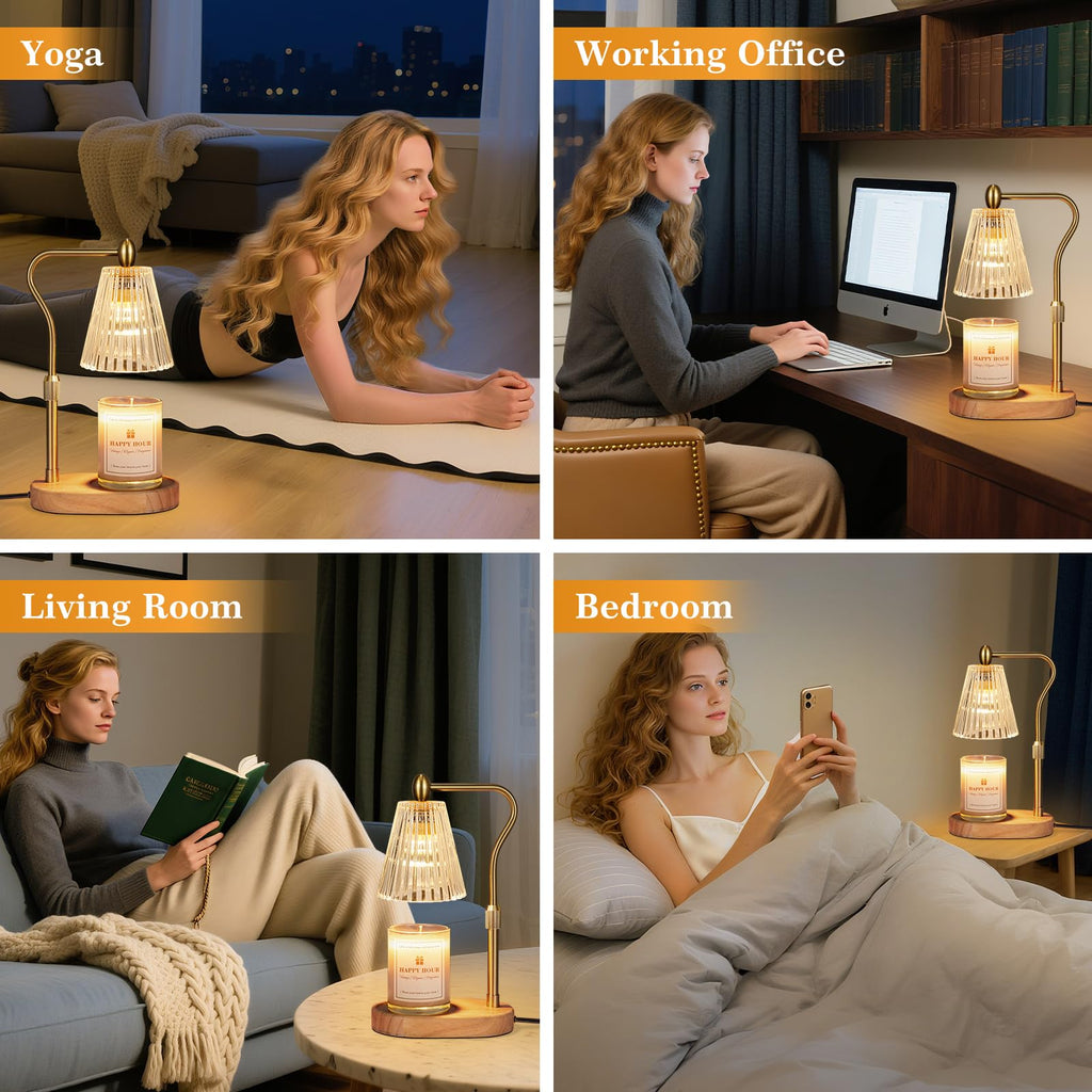 Imenlox Candle Warmer Lamp, with Timer & Dimmer, Adjustable Height, Christmas Birthday Mothers Day Gifts for Women Mom Her, House Warming New Home Thanksgiving Décor (Amber)
