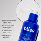 Bliss Glycolic + Polyhydroxy Acid Renew & Smooth - Night Serum - Gently Exfoliate Skin - Hydrating Squalane - Vegan & Cruelty-Free - 1 Fl Oz