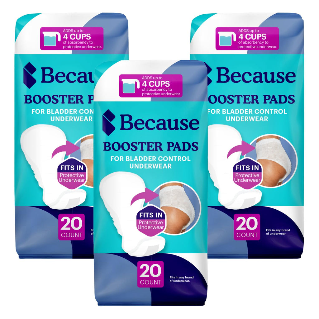 Because Overnight Booster Pads Fit All Adult Diapers, Helps Keep Your Adult Diaper Active All Night, Adds 4 Cups to Incontinence Underwear, Extra Absorbency, 60 Count