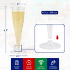 JOLLY CHEF 4.5 oz Plastic Champagne Flutes Disposable Clear 100 Pack