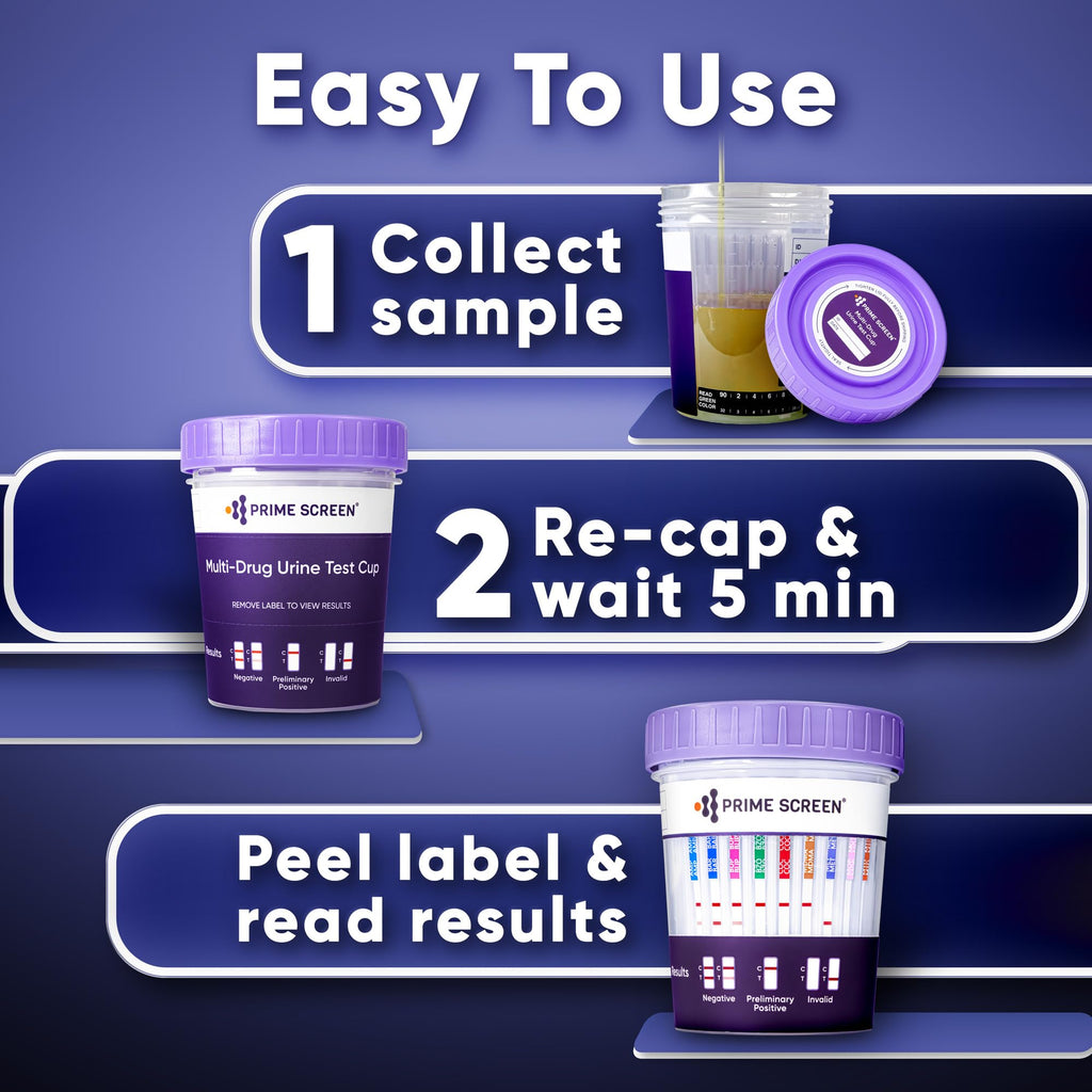 Prime Screen 14 Panel Urine Drug Test Cup - Instant Testing Marijuana (THC),OPI,AMP, BAR, BUP, BZO, COC, mAMP, MDMA, MTD, OXY, PCP, PPX, TCA [50 Pack]