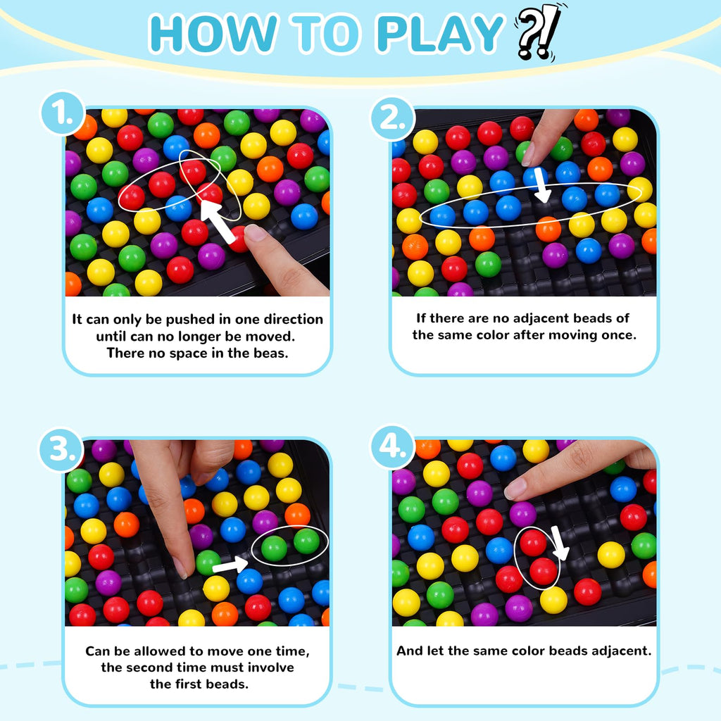 120 Pcs Dual Dual Intellectual Chessboard, Strategy Puzzle Board Game for Kids, 2 to 4 Players Family Travel Party Games, Rainbow Game Marbles Gifts for Boys Girls