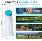MedVance- Urinals for Men 1000ml with Glow in The Dark Spill Proof Pop Cap Lid, Plastic Pee Bottles for Men, Male Urinals, Pee Container Men, Portable Urinal for Car, Elderly & Incontinence (2 Pack)