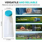 MedVance- Urinals for Men 1000ml with Glow in The Dark Spill Proof Pop Cap Lid, Plastic Pee Bottles for Men, Male Urinals, Pee Container Men, Portable Urinal for Car, Elderly & Incontinence (2 Pack)