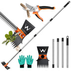 Garden Hoe & Weed Puller Tool with Long Handle, 60 Inch,Manual Weed Remover Tool, 3-in-1 Weed Rake & Grabber & Pruning Shears, Dandelion Gardenia Heavy Duty Uprooting Tool for Yard, Lawn and Garden