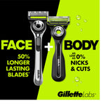 Gillette Labs Body + Intimate Razor For Men, Handle + 4 Blade Refills, Travel Cover