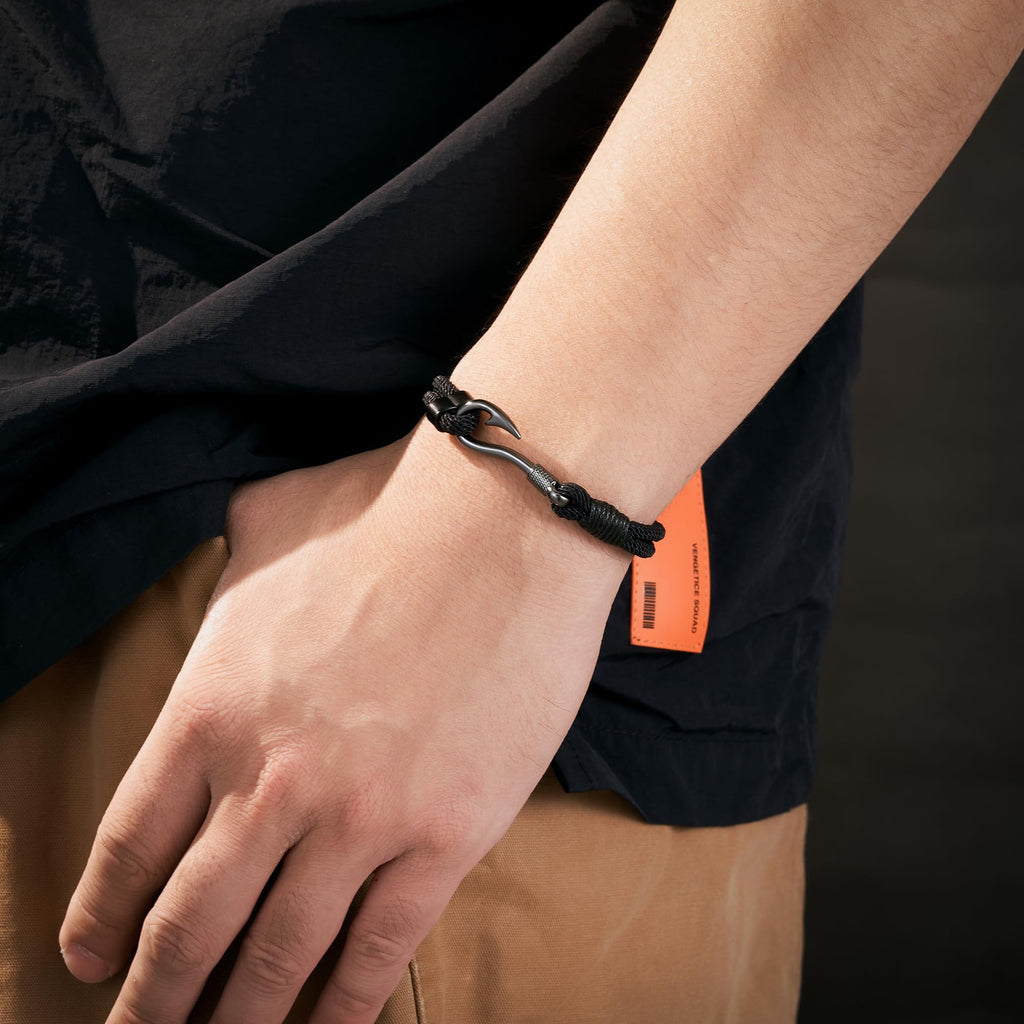 Fishing Gifts for Men Cool Black Fishing Bracelet Accessories Stuff Jewelry