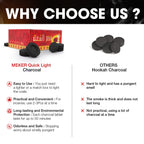 MEKER Quick Light Charcoal Briquettes, Charcoal Disk Lights, 33 mm Nature Coal Disks, Instant Fire Coal Tablet, Charcoal Burner (200Pcs)