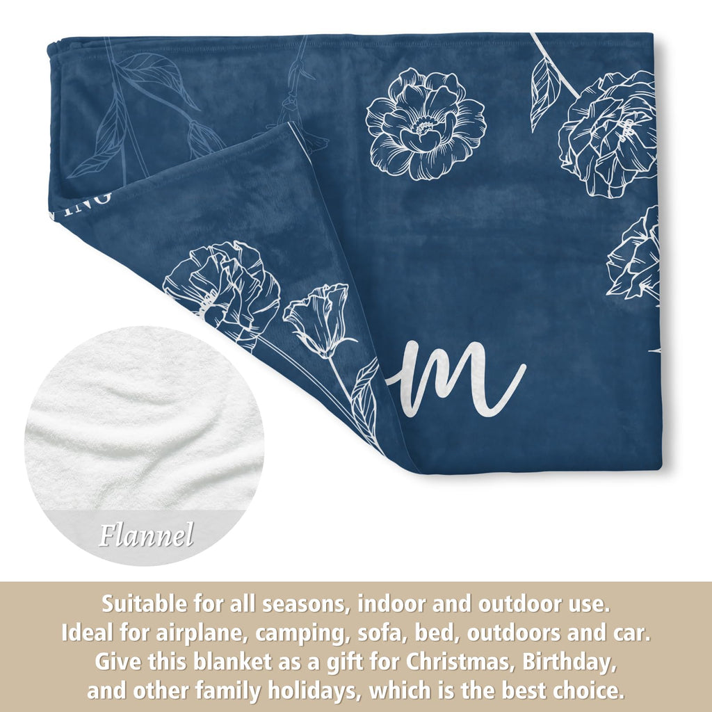 GiltGlimmer Mom Birthday Gifts, Mom Floral Blanket Blue, 60" x 50"