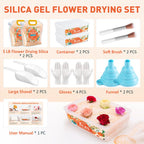 TUXIYA 10LBS Silica Gel Flower Drying,Reusable Flower Drying Silica Gel Crystals with 2PCS 6L Airtight Containers, Color Indicating Flower Preservation Kit for Drying Flowers Bead Size<1mm
