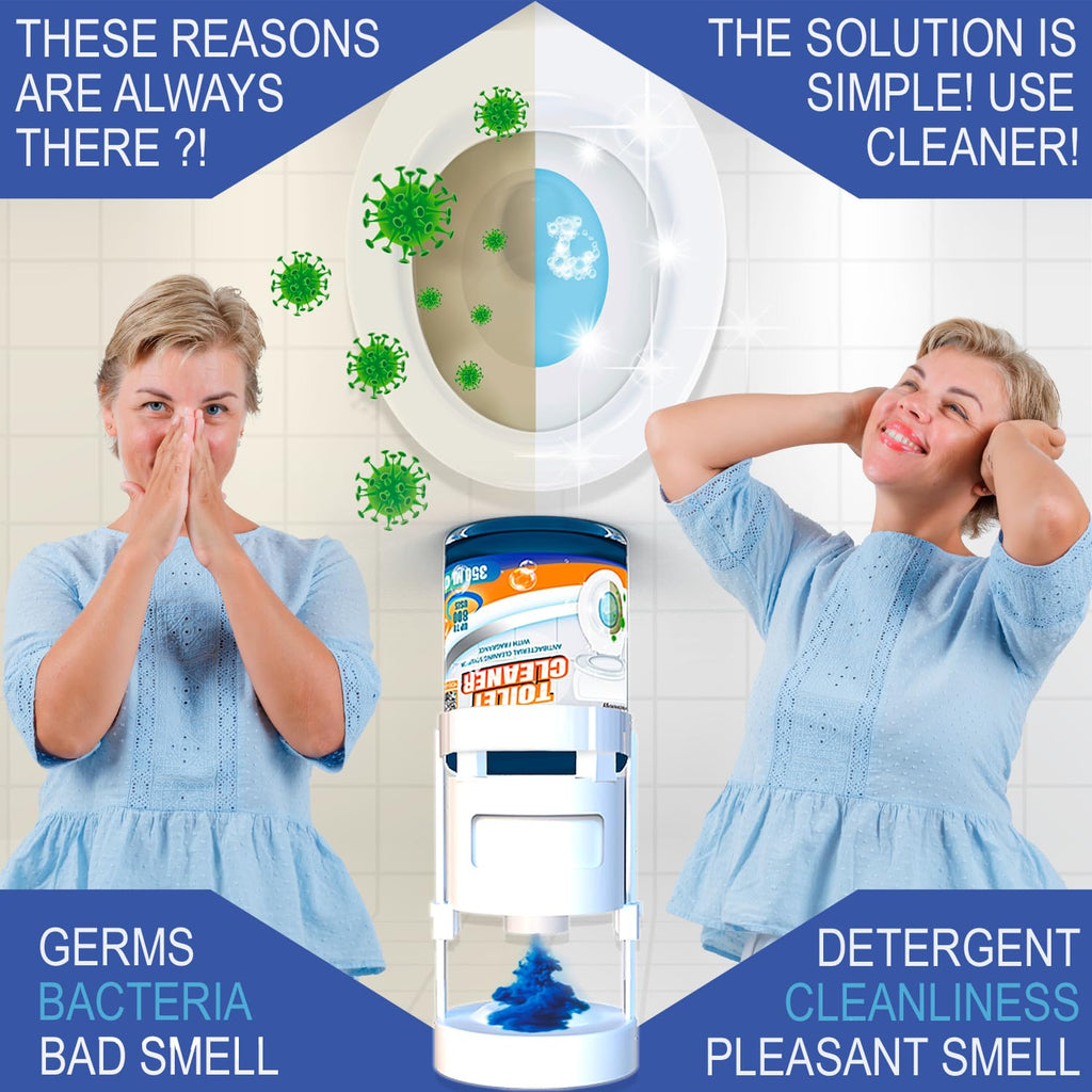 eHouse Automatic Toilet Cleaner with Refill — Flush-Activated Toilet Bowl Cleaner, Household Cleaning Solution - Toilet Cleaners for Hard Water, Removes Rust & Limescale, Fresh Apple Scent.