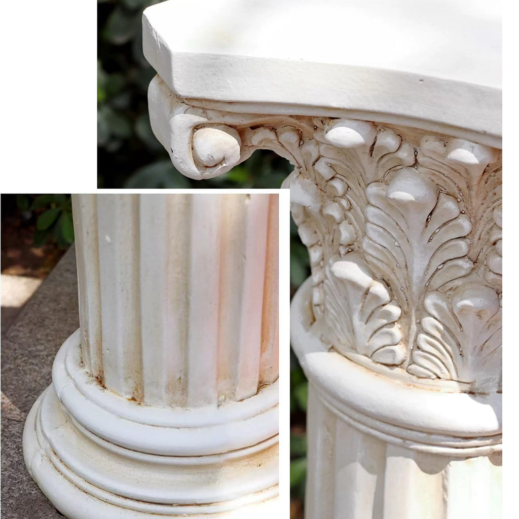 VISIBLE Decorative Roman Column Pedestal, Black Bronze, MGO Cement with Fiber, Classical Garden Pillar, Indoor Outdoor Decor (White, 33.5IN)
