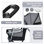 BestPet Pet Stroller Dog Cat Jogger Stroller for Medium Small Dogs Cats Folding Lightweight Travel Stroller with Cup Holder (Grey, 3 Wheels)
