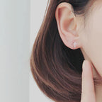 14K Hypoallergenic White Gold Plated Small Cross Silver Stud Earrings
