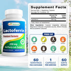 Best Naturals Lactoferrin 250 mg Veggie Capsule, Supports Healthy Immune Function - 60 Count