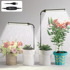 WeeLeeGoo LED Grow Light 2 Pack, 6000K White Full Spectrum 144 LED Gooseneck Growing Lamp for Indoor Plants Growth,4 8 12 18Hrs Timer & Brightness Changeable,Insert Pole Extendable 4-10''