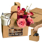 MAQIHAN 2 Cup Drink Carrier with Handle - 50Pcs Disposable Cardboard Coffee Cup Holder Portable Foldable Tray Drink Caddy Cup Carriers to go Cup Holder Food Delivery Accessories for Hot/Cold Drinks