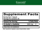 EMERALD LABS NAC 600mg - N-Acetyl-L-Cysteine - Vegan Amino Acid Supplement that Supports Detoxification - 60 Vegetable Capsules (60-Day Supply)