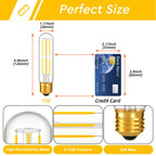Dimmable E26 T10 LED Bulb Tube Light Bulbs 6W(60W Equivalent),Tubular Light Bulb Type T Long Thin Skinny Light Bulbs for Curio Cabinet,Piano Light,Chandelier,Hutch,4000K Neutral White 600LM,4 Pack