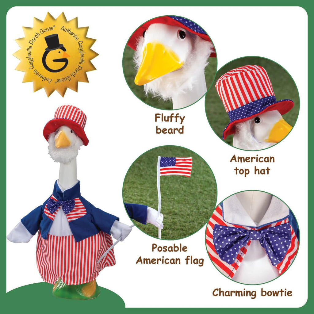 Gaggleville Uncle Sam Goose Outfit, Fits Large 23" H Statue, by Fox Valley Traders