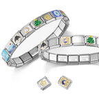 Stainless Steel Italian Charm Bracelet, 18 Link Starter Bracelet 9mm Charms