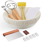 Dimpola Banneton Bread Proofing Basket Banneton Basket Set Sourdough Proofing Basket Round Proofing Bowls Handmade Rattan Baskets and Liners (Round 9 inch Baking Set)