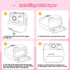 Kids Instant Digital Cameras for Boys and Girls, 1080P HD Dual-Lens Selfie Digital Camera with Print Paper & TF Card, Christmas Birthday Gifts Toys for Toddler and Teenagers Age 3-16 Years Old