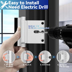 2Pack Door Reinforcement Lock Withstands 800lbs of Force - White Extra Proof Door Lock for Kids Safety Drilling Required,Prevents Unauthorized Entry,Add a Door Security Locks for Home Safety & Privacy