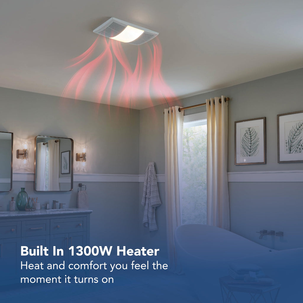 Broan-NuTone Bathroom Exhaust Fan with Heater Quiet 1.5 Sones, 80 CFM and 3-Level CCT Lighting, Powerful Ventilation and Warm Comfort for Any Bathroom
