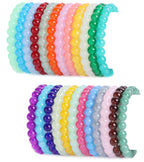 FIRAZIO 24Pcs 8mm Beaded Bracelet for Women Mens
