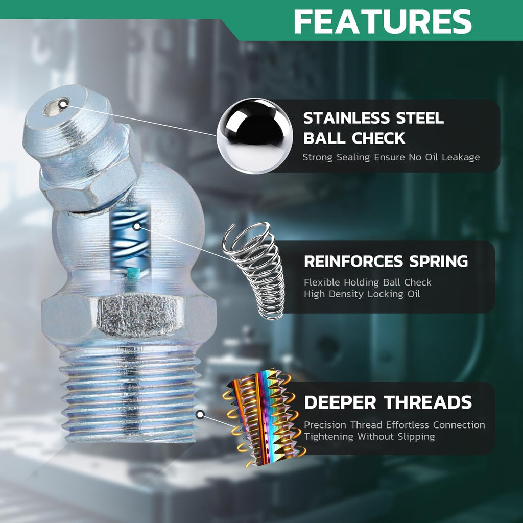 OURU 240PCS Grease Fittings Assortment Kit, SAE & Metric with Wrench Kit