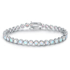 Barzel 18K White Gold Plated Created Opal Bracelet For Women (Silver)