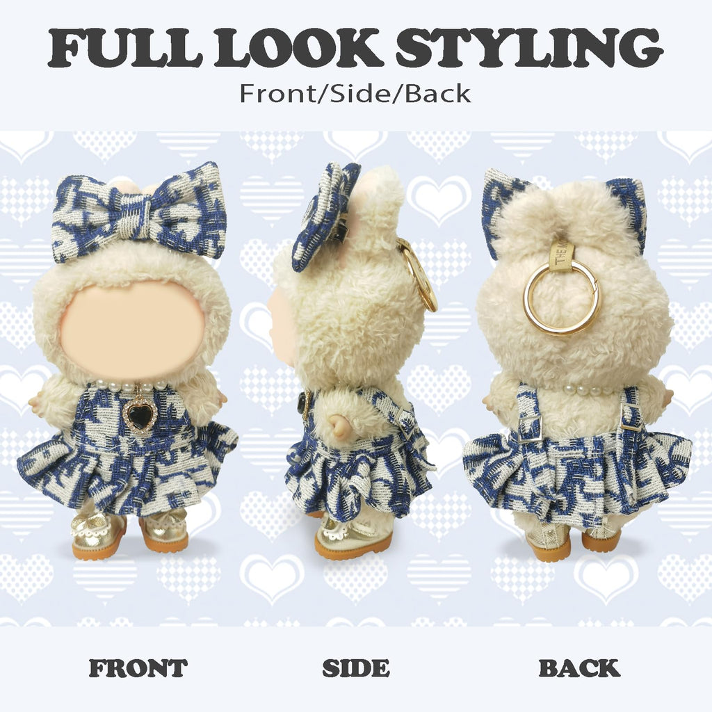 Clothes Compatible with LABUBU Doll – 4PCS Designer Chic Luxy Set, 17cm Doll Clothes Outfit for Urban Skyline Theme, Classic Stylish Accessories for Labubu, No Doll (Skyline Elegance)