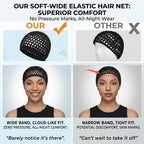 2 Pcs Premium Mesh Hair Net for Sleeping - Ultra-Wide Soft Band, Breathable Crochet Hair Wrap for Silk Press, Shower, Wig