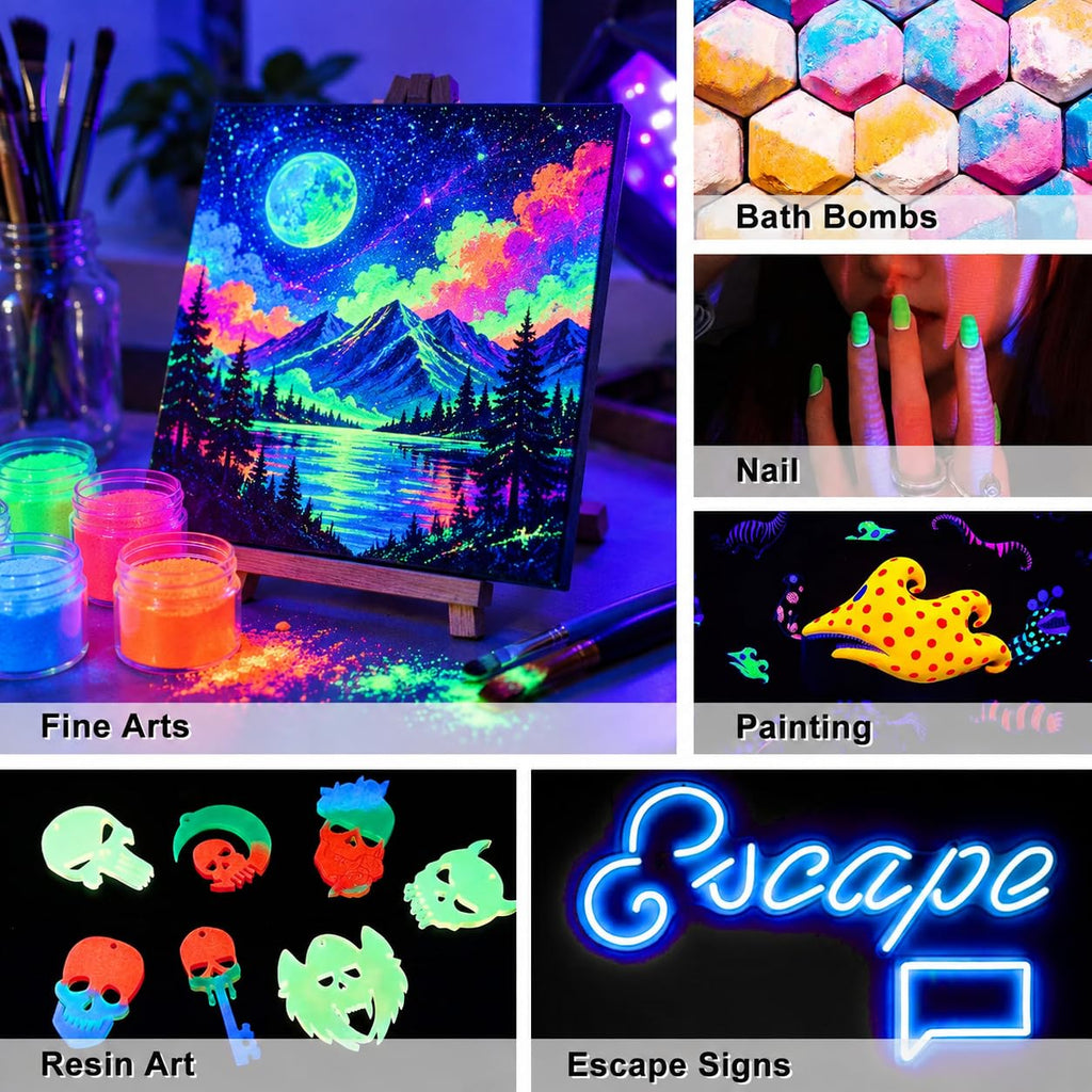 LET'S RESIN 12 Colors Glow in The Dark Pigment Powder for Resin - 20g/Jar