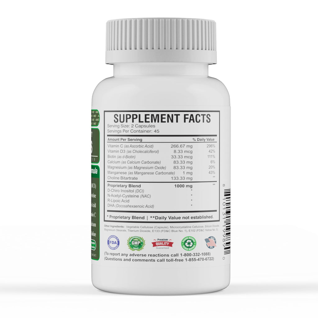 America Medic & Science WFS Plus Fertility Supplements for Women (90 Capsules) Supports Ovulatory Health | Natural Preconception Vitamins, Reproductive Aid, with D-Chiro Inositol, DHA |15-Day Supply.